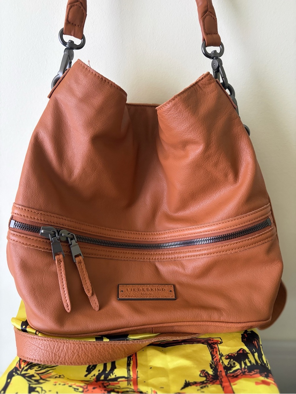 Liebeskind Tan Leather Shoulder Bag with Front Zip